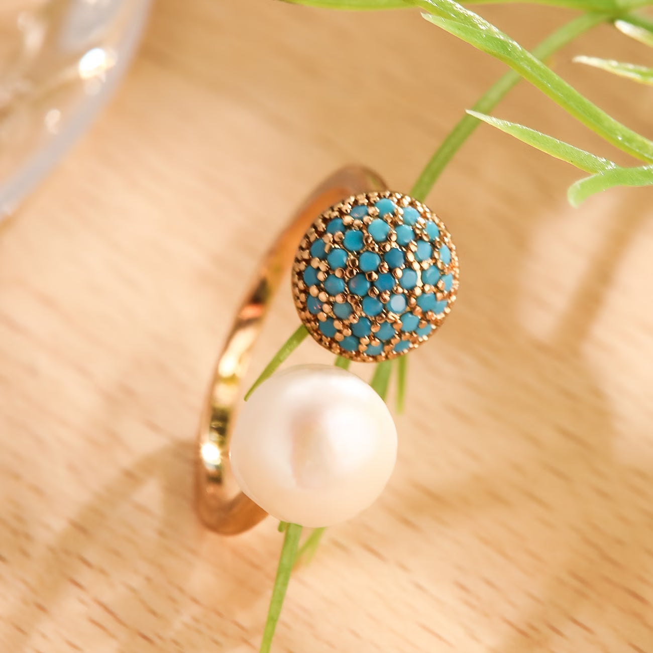 TALIA | Elegant Pearl and Turquoise Ring