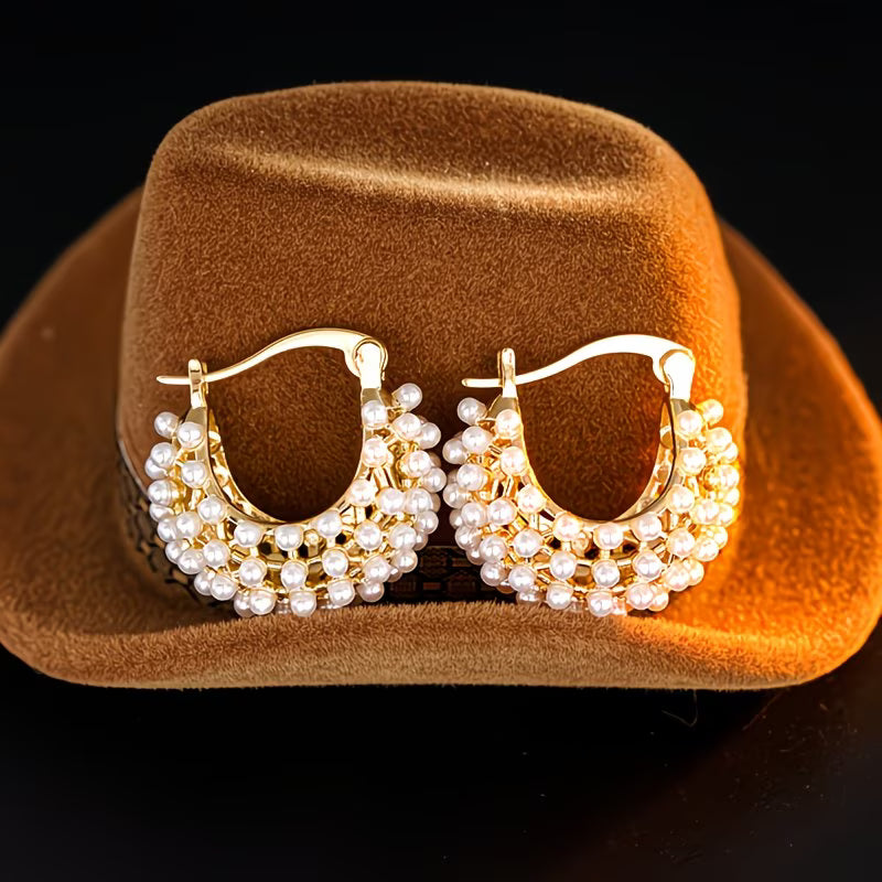 MONROE | Statement Chunky Pearl Hoop Earrings