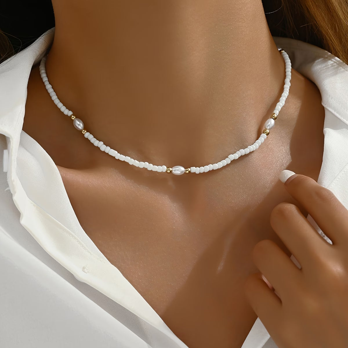 CLARA | Elegant Pearl Beaded Necklace