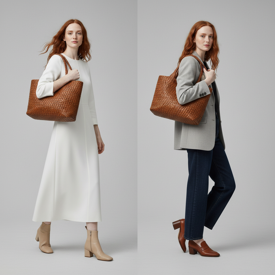 Lana Eco-Friendly Handwoven Vegan Leather Tote
