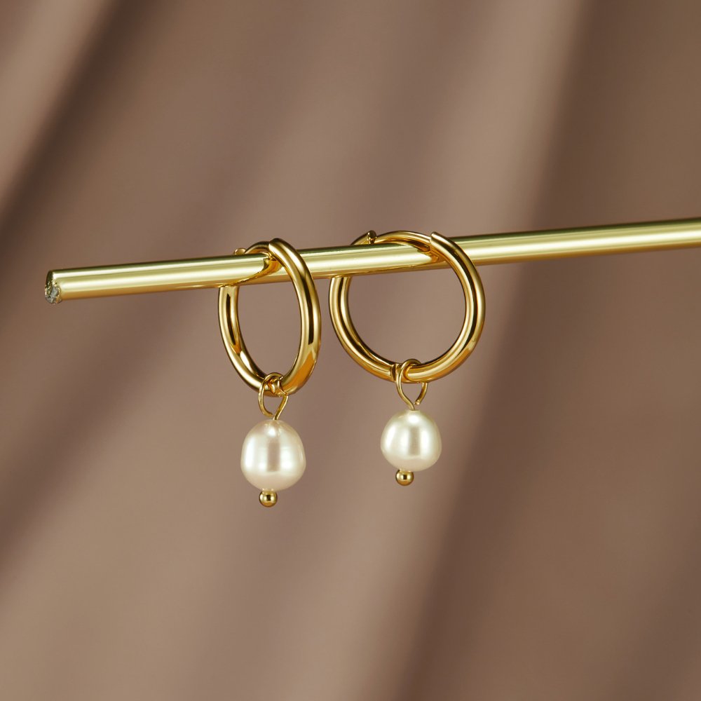 MILA | CLASSIC PEARL HOOP EARRINGS