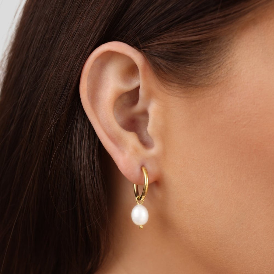 MILA | CLASSIC PEARL HOOP EARRINGS