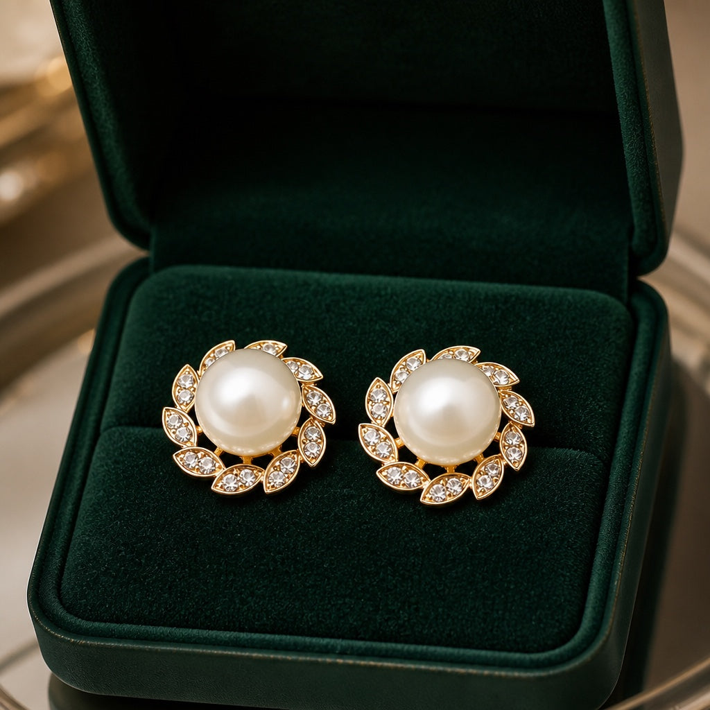ARIA | SOPHISTICATED PEARL LEAF EARRINGS