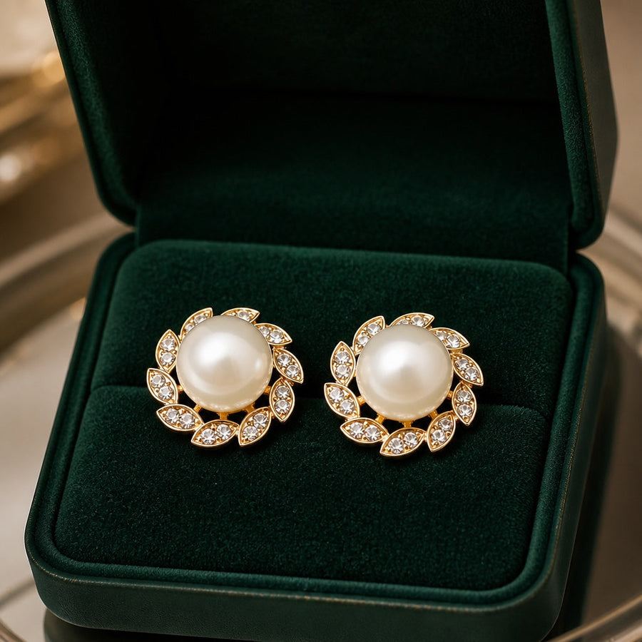 ARIA | SOPHISTICATED PEARL LEAF EARRINGS