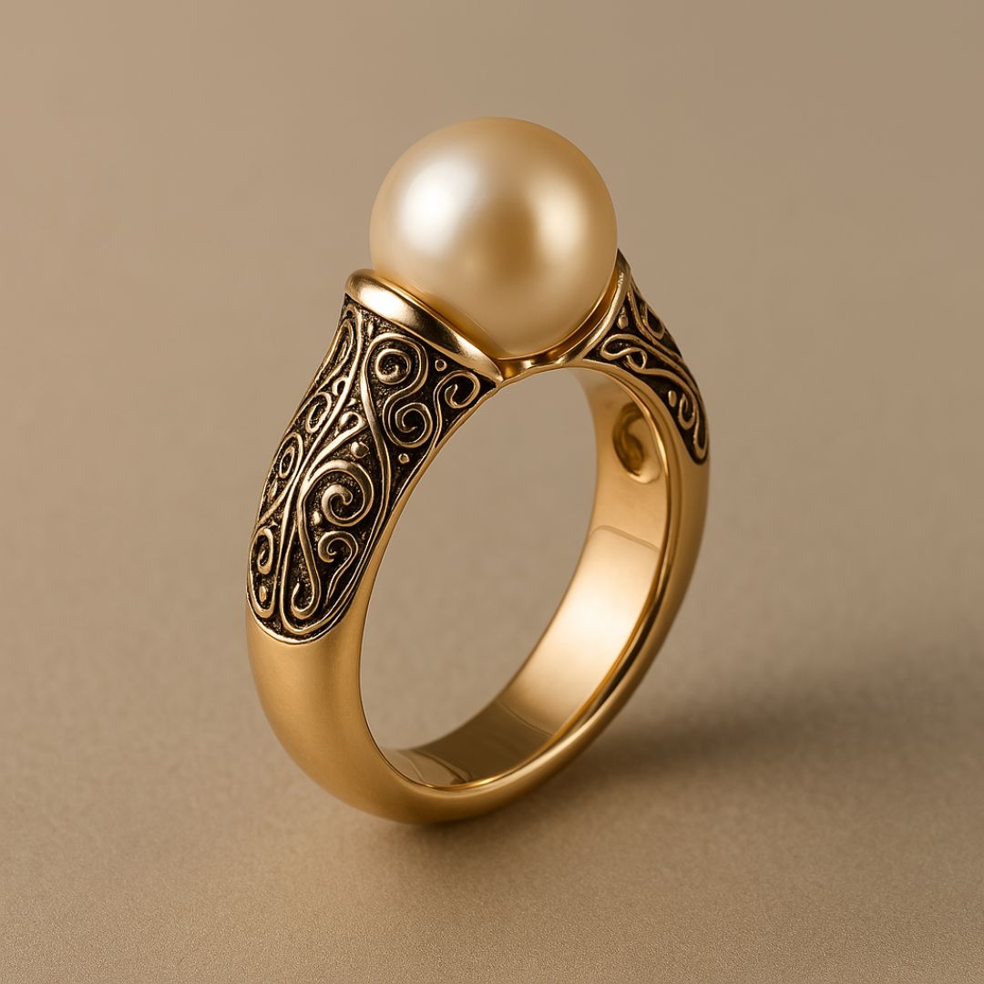 AURELIANE | CLASSIC VINTAGE GOLD RING WITH PEARLS