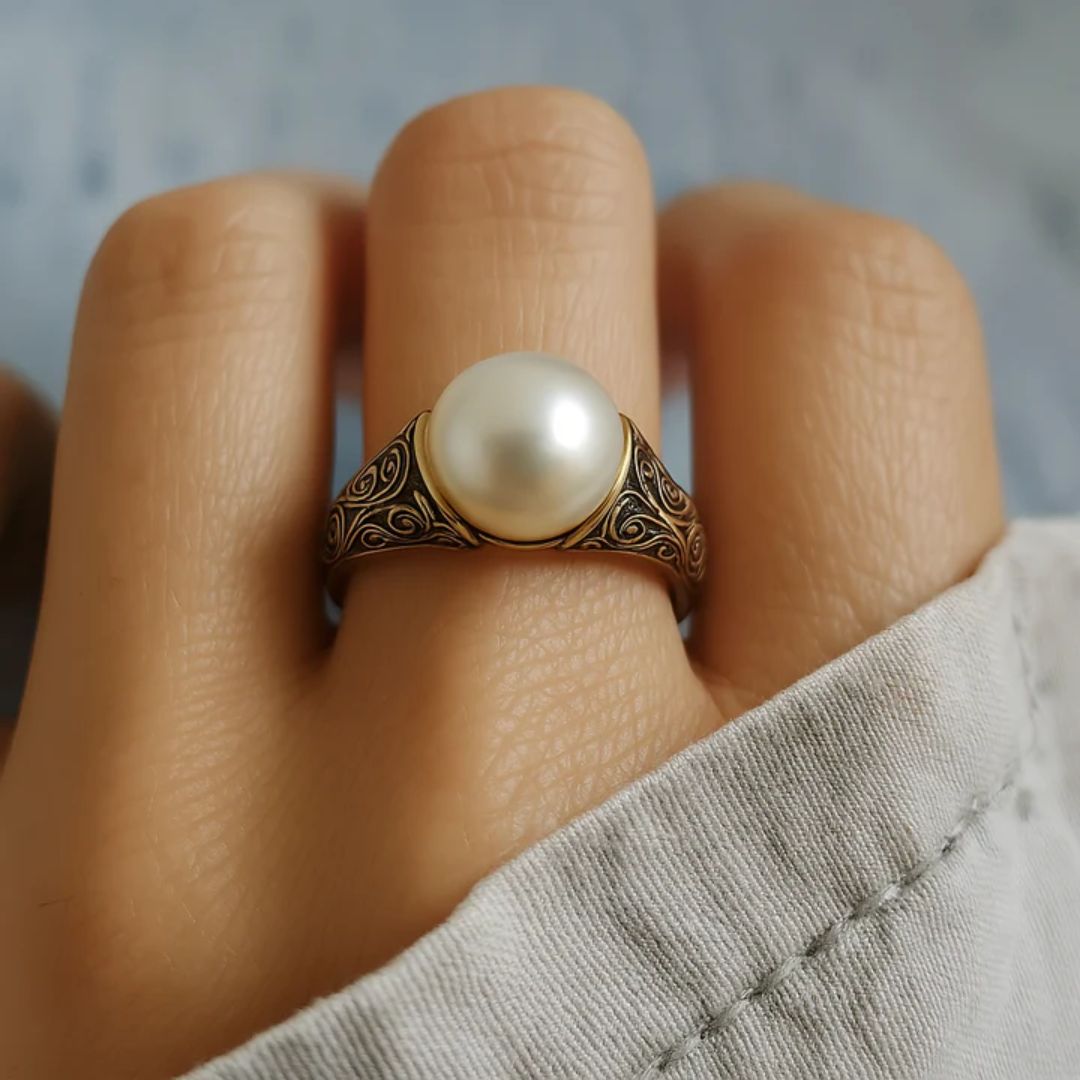 AURELIANE | CLASSIC VINTAGE GOLD RING WITH PEARLS