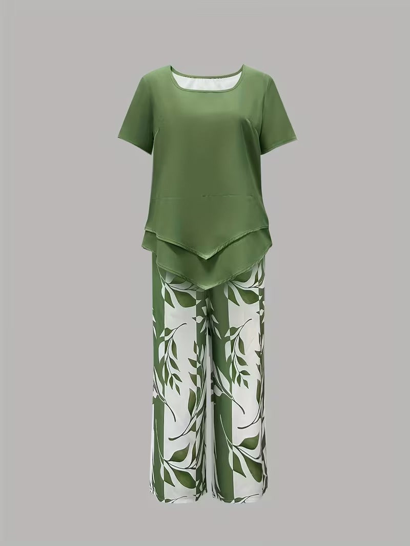Arvessa™ | Relaxed Leaf Pattern Two-Piece Ensemble