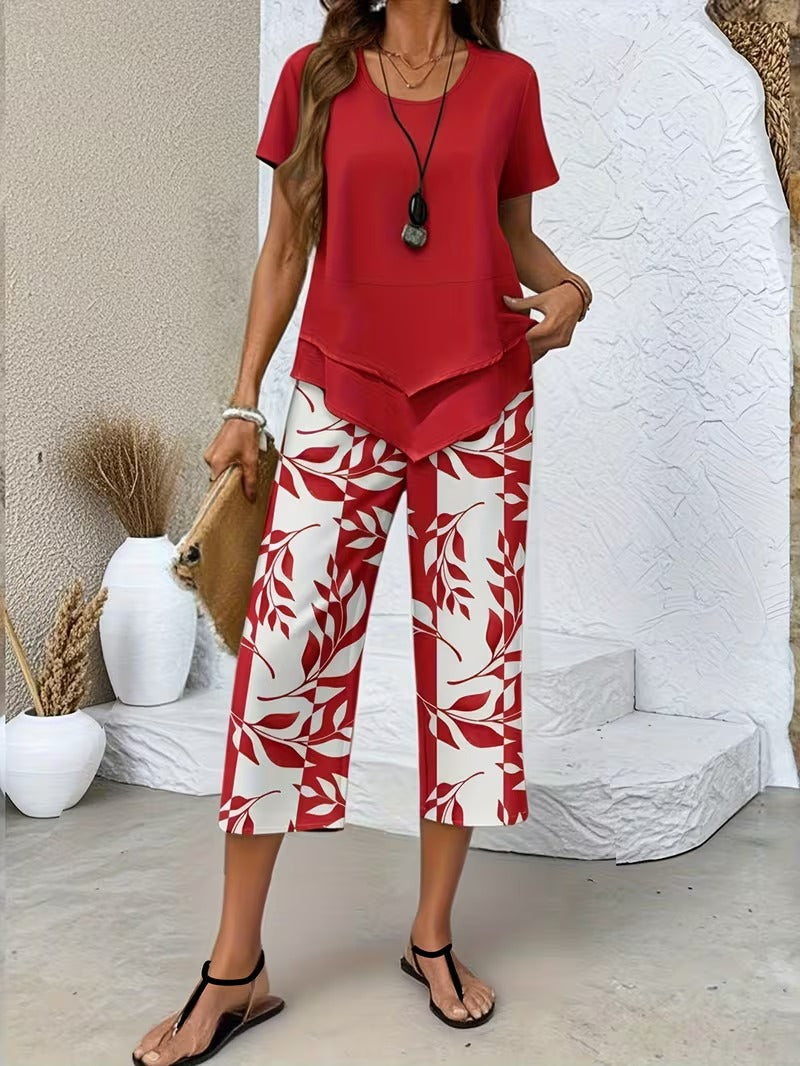Arvessa™ | Relaxed Leaf Pattern Two-Piece Ensemble