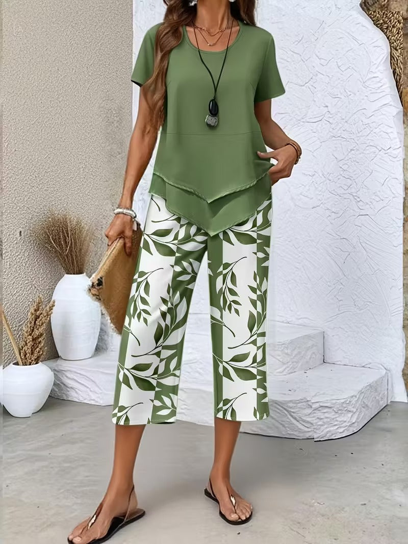 Arvessa™ | Relaxed Leaf Pattern Two-Piece Ensemble