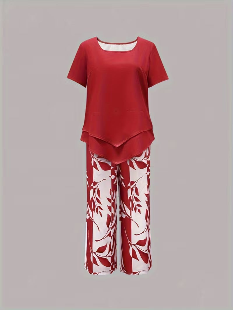 Arvessa™ | Relaxed Leaf Pattern Two-Piece Ensemble