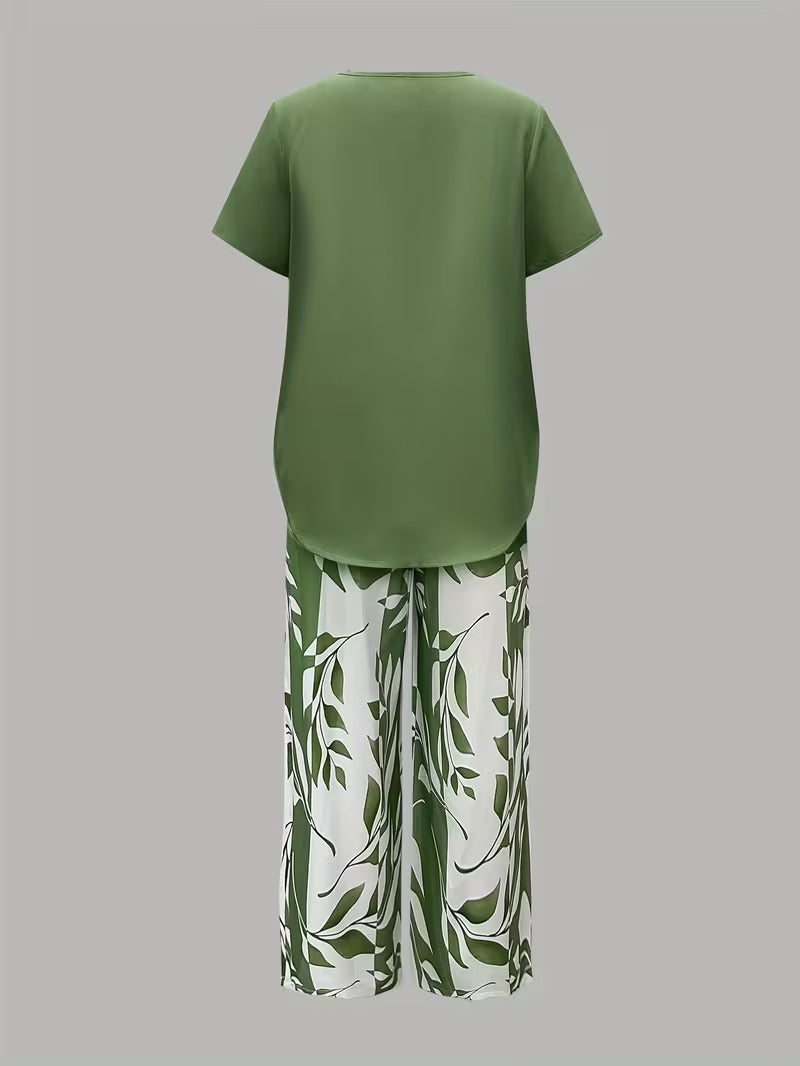 Arvessa™ | Relaxed Leaf Pattern Two-Piece Ensemble
