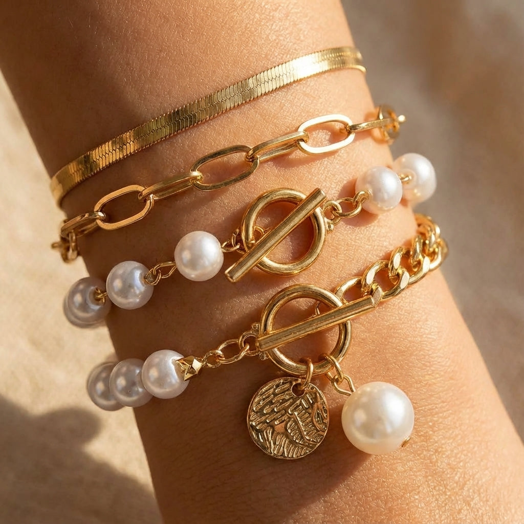 AURÉLIE | ELEGANT LAYERED PEARL BRACELET COLLECTION