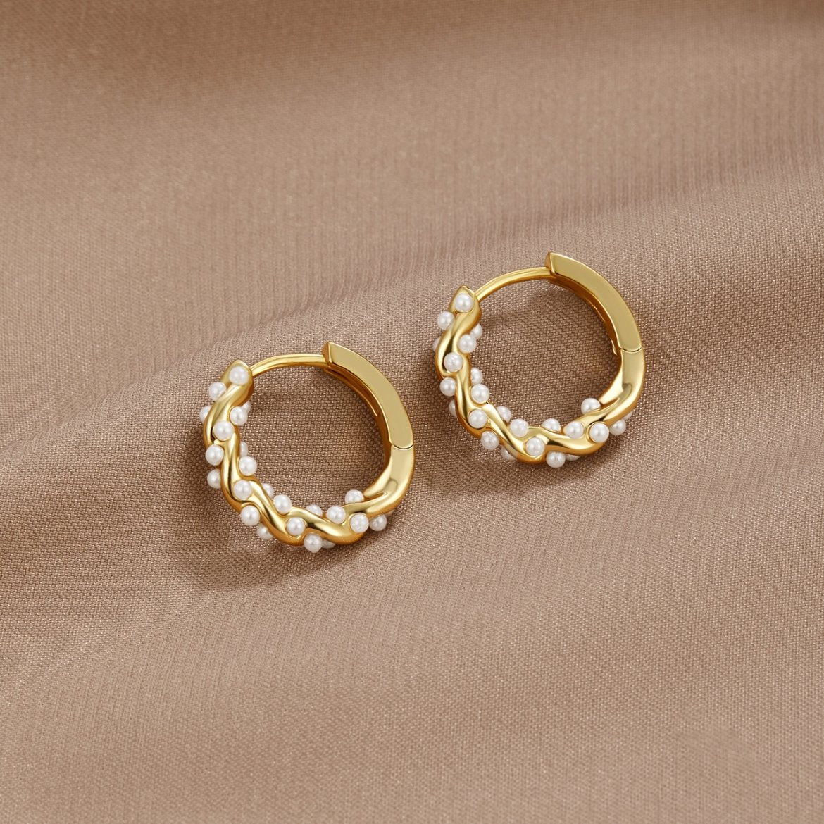 Twyla Twirled Pearl Hoop Earrings