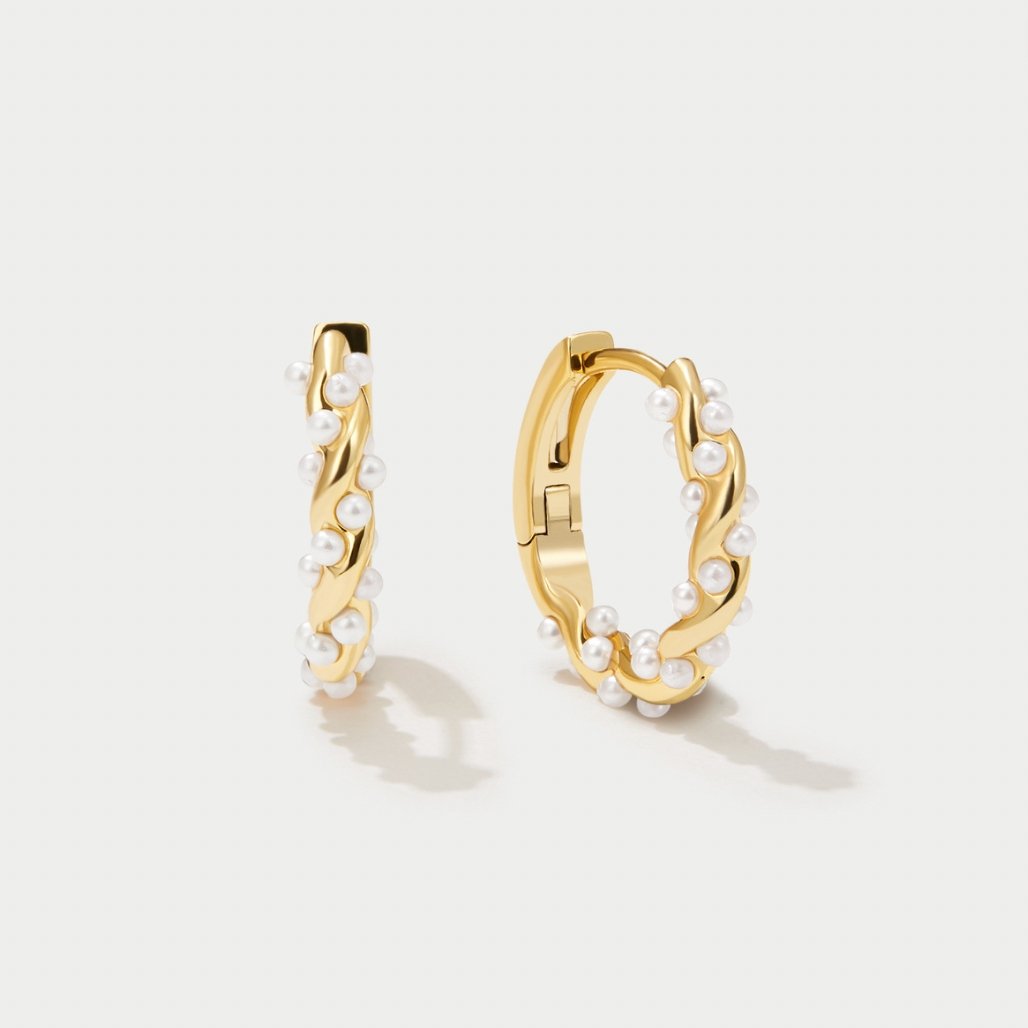 Twyla Twirled Pearl Hoop Earrings